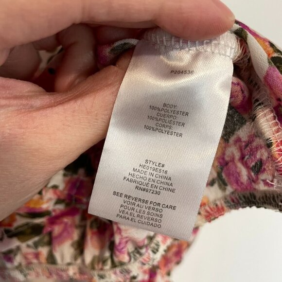 ALMOST FAMOUS Cream Ivory Pink Floral Off the Shoulder Long Bell Sleeve Crop Top - Picture 8 of 12